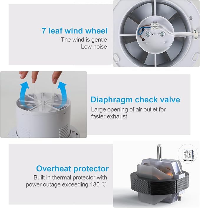 Bathroom Exhaust Fan, 6 inch Silent Ceiling and Wall Mount Ventilation Fan - Image 3
