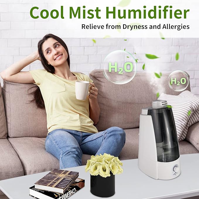 Cool Mist Humidifier for Office & Bedroom, 5L Top Fill Personal Humidifier - Image 6