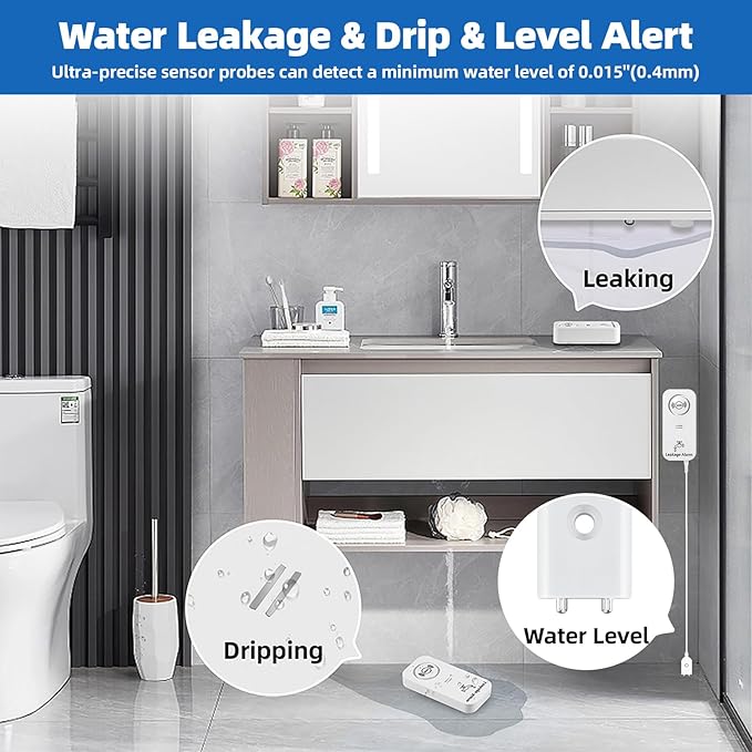 Water Leak Detector 5 Pack, 90dB Water Sensor Alarm - Image 2