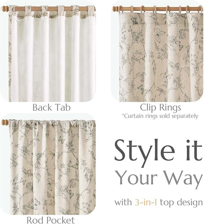 jinchan Floral Curtains Lined Linen Blend Curtain - Image 4
