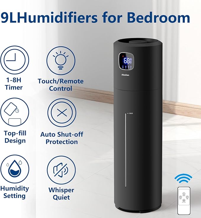 Large Humidifiers for Bedroom, 9L/2.5Gal Ultrasonic Cool Mist, Top Fill Easy - Image 2