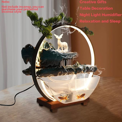 17Inch Mini Fish Tank Tabletop Decoration Indoor Waterfall Fountains Humidifier - Image 2