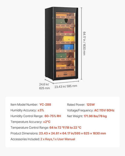 VEVOR Electric Humidor, Constant Humidity & Temperature Control, Spanish Cedar - Image 7