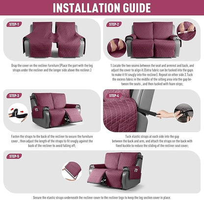 TAOCOCO 100% Waterproof Recliner Cover, Non-Slip Washable Reclining Couch Cover - Image 7