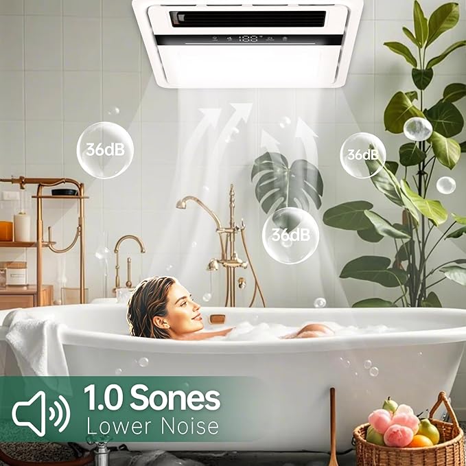 Bathroom Fan with Light and Heater, 140 CFM Ventilation, Remote Control - Image 6