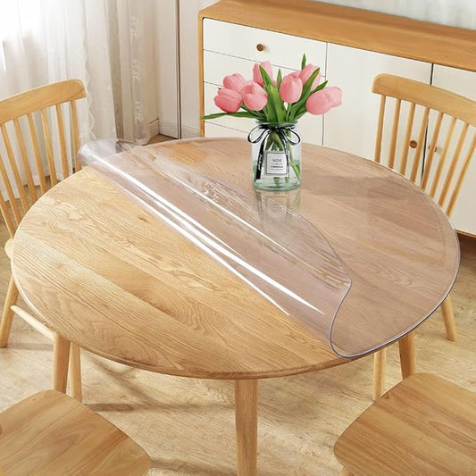28" Inch Diameter Clear Round Table Top Protector Circle Dining Tablecloth by WanDeela