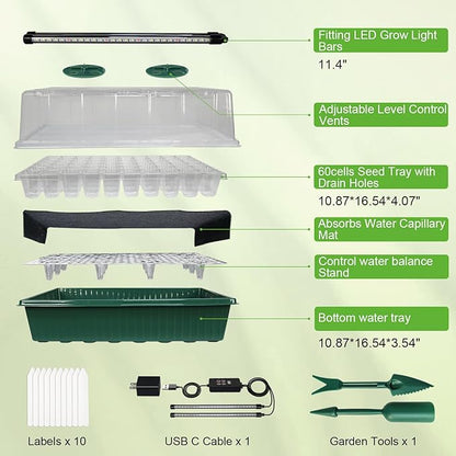 TONYFUL Seed Starter Tray with Grow Light, 60-Cell Seed Starter Kit with 4.07” - Image 3