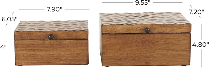 Deco 79 Wood Geometric Decorative Box Textured Concave Honeycomb Storage - Image 3