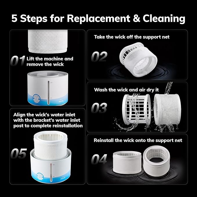 Evaporative Humidifier for Baby, Aeocky 4.5L Humidifiers for Bedroom, Large Room - Image 8