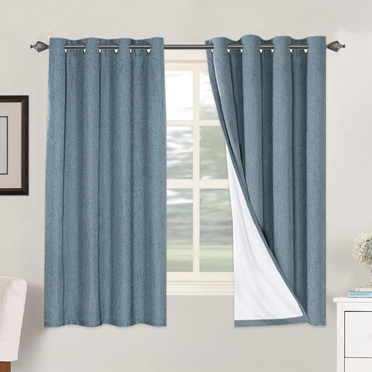 H.VERSAILTEX Linen Blackout Curtains 63 Inches Long 100% Blackout Thermal by HVERSAILTEX