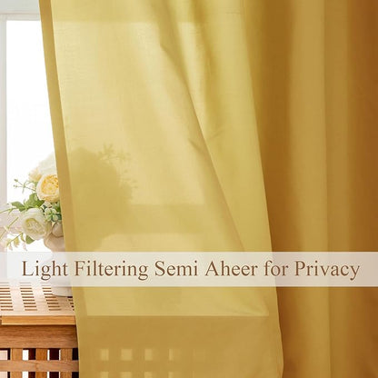 L.Z.E Gold Privacy Curtains 96 Inches Long 2 Panels Set, Light Filtering - Image 3