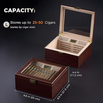 ProCase Wood Cigar Humidor Box, Wooden Desktop Cigar Storage Case, - Image 7