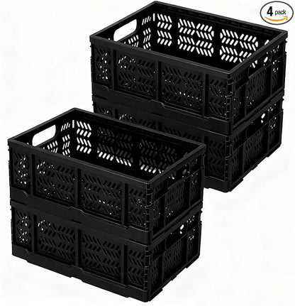 Heavy Duty Plastic Milk Crates for Storage, Collapsible Storage Basket by PAG-Mass