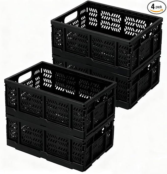 Heavy Duty Plastic Milk Crates for Storage, Collapsible Storage Basket by PAG-Mass