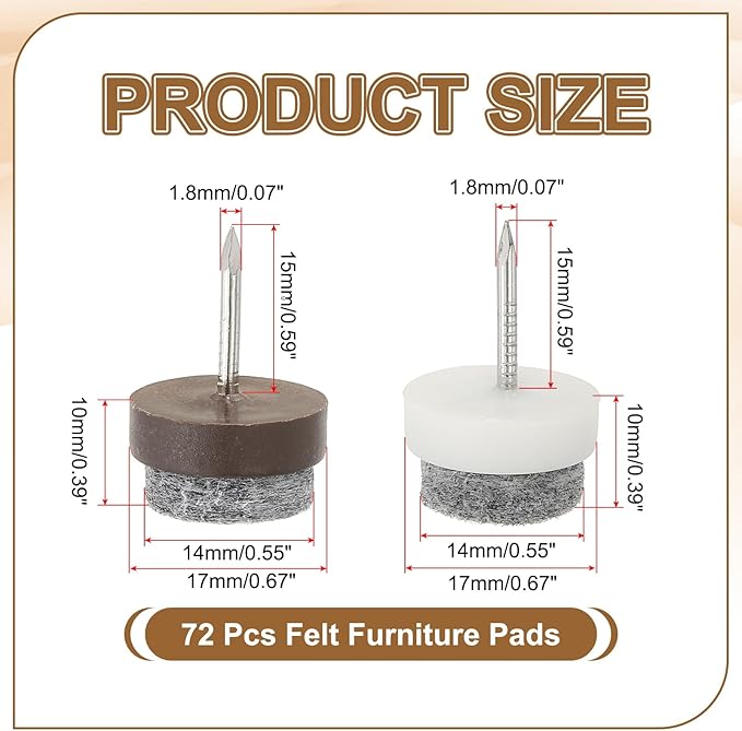 PATIKIL 17 mm Nail-on Felt Pads - Image 2