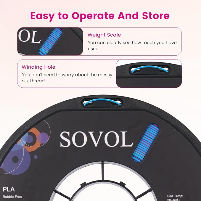 Sovol PLA Filament Silk Tri Color Co-Extrusion 1.75mm, 3D Printer Filament 1kg/ - Image 5