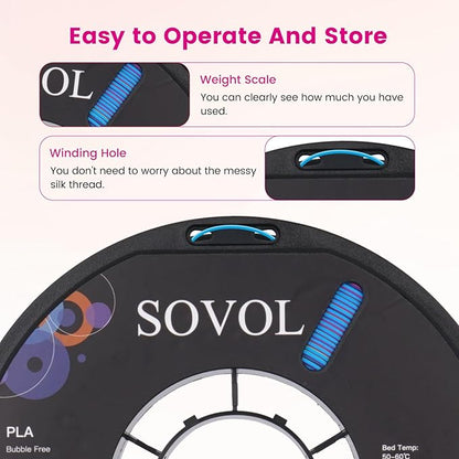 Sovol PLA Filament Silk Tri Color Co-Extrusion 1.75mm, 3D Printer Filament 1kg/ - Image 5