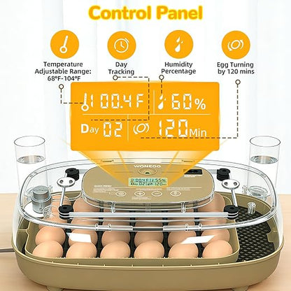 24 Egg Incubator with Temperature Control & Humidity Monitoring, Automatic Egg - Image 2