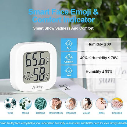 Vaikby Indoor Thermometer 4Pack, Humidity Gauge Meter Digital Hygrometer Room - Image 3