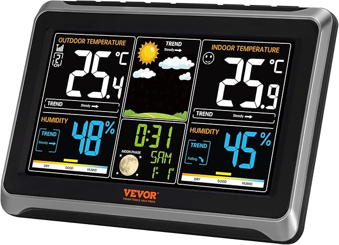 VEVOR Weather Station Indoor Outdoor, 7.5 in Color Display, Wireless Digital - Image 9