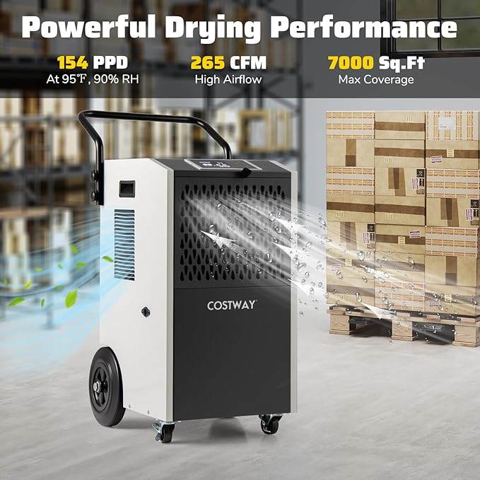 COSTWAY 154 Pints Commercial Dehumidifier - Image 3