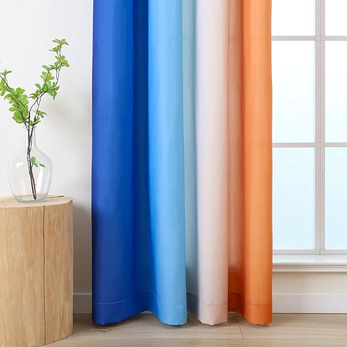 L.Z.E Navy Blue Orange Ombre Privacy Curtains 72 Inches Long - Image 5