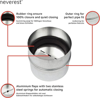 neverest® RK 5" Professional Backdraft Shutter Damper Connector Duct Fits Only - Image 3