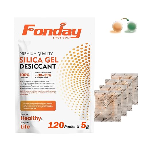 5g x 120 packs Fonday Rechargeable Silica Gel Desiccant Packets Food Grade Fast by Fonday