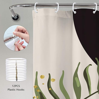 Dark Green Boho Shower Curtain 72Wx84H Extra Long Black Green Modern Bohemian - Image 5