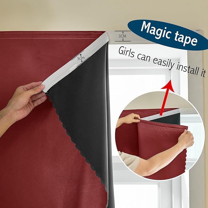Adhesive Curtain 100% Blackout No-Drill Easy Install - Image 6