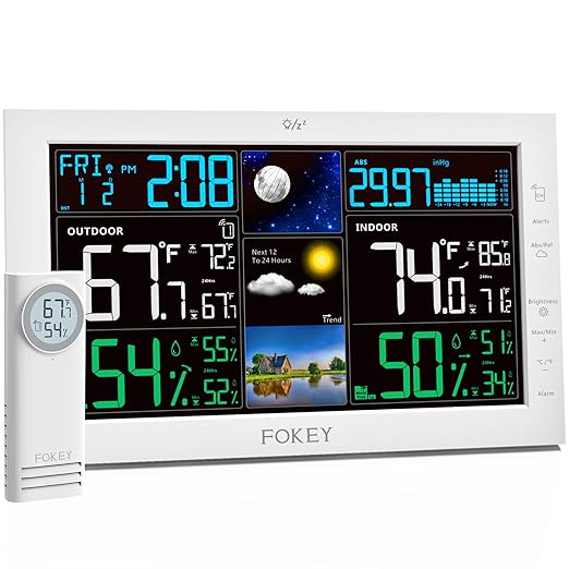 Weather Station Wireless Indoor Outdoor, Indoor Outdoor Thermometer Wireless by FOKEYDIRECT