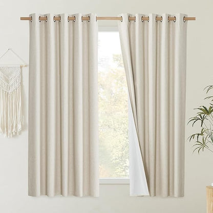 NICETOWN Natural 100% Blackout Short Curtains 63 inches Lenghth Burg - Image 2