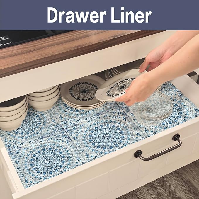 Drawer and Shelf Liner for Kitchen Cabinets Non-Adhesive Waterproof Boho Shelf - Image 7