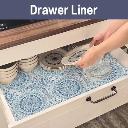 Drawer and Shelf Liner for Kitchen Cabinets Non-Adhesive Waterproof Boho Shelf - Image 7