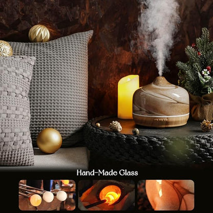 Porseme 500ml Glass Essential Oil Diffuser Aromatherapy Ultrasonic Cool Mist - Image 5