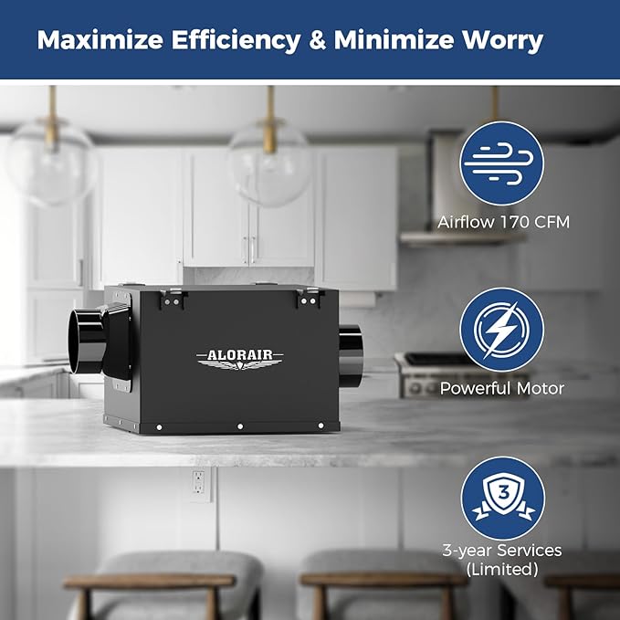 ALORAIR 4 Inch Inline Bathroom Exhaust Fan – Ultra Quiet 170 CFM Ventilation Fan - Image 2