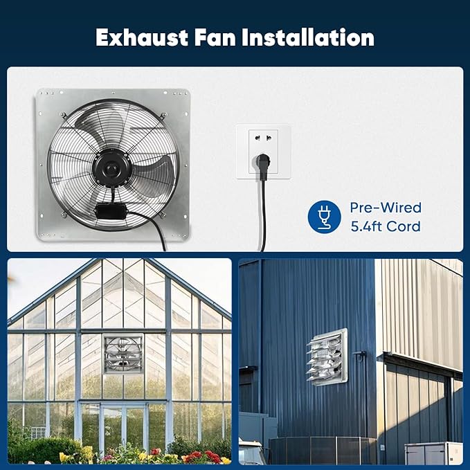 KEN BROWN 20 Inch Shutter Exhaust Fan, Gable Vent Fan, Wall Mount Ventilation - Image 8