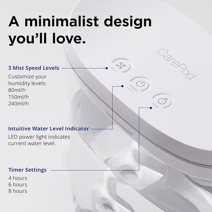 Carepod Mini 21P Ultrasonic Cool Mist Humidifier Whisper-Quiet Filter-Free Easy - Image 5