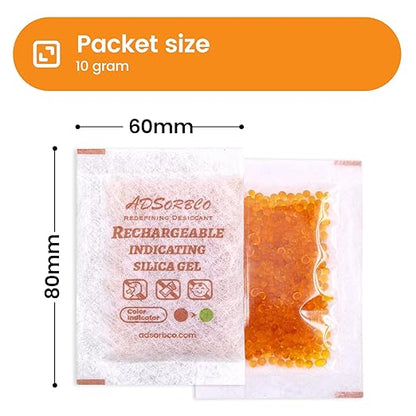 Adsorbco Rechargeable Desiccant, Indicating Silica Gel Packets, Moisture - Image 2