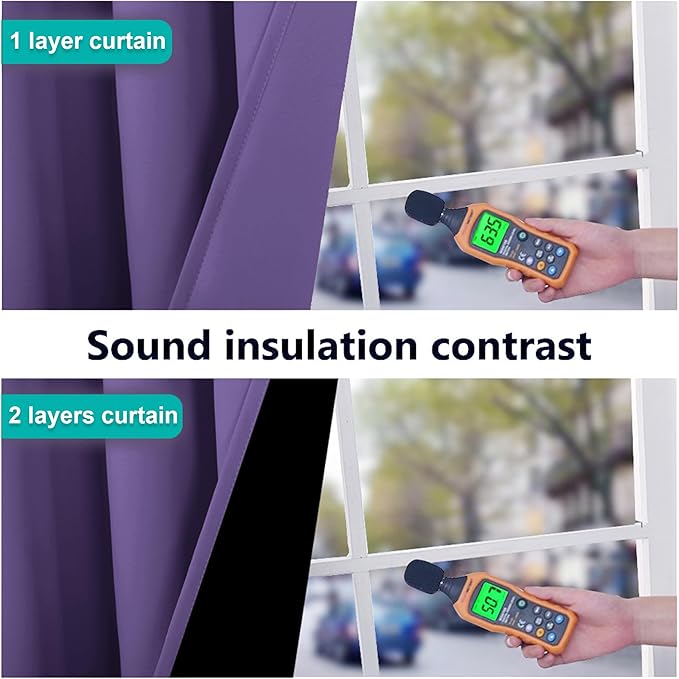 NICETOWN Lilac Purple Full Shade Curtain Panels, Pair of Energy Smart & Noise - Image 4