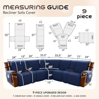 Arfntevss Waterproof Recliner Sectional Couch Covers - Image 5
