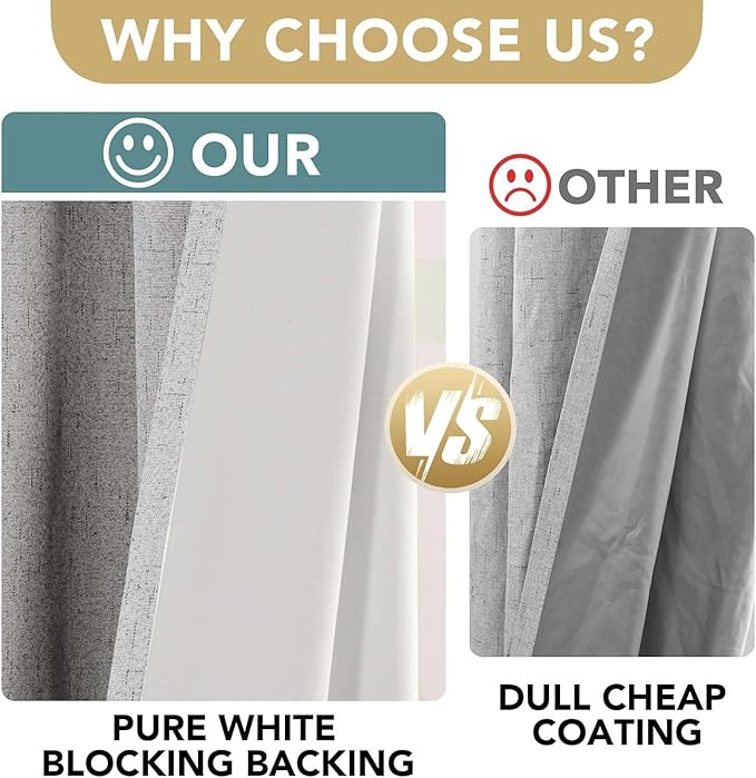 H.VERSAILTEX Linen Curtains 100% Blackout Curtains - Image 3