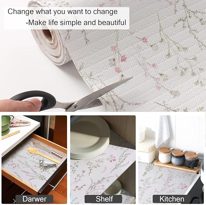 Floral Drawer and Shelf Liner for Cabinets 24IN x 10FT, Non-Adhesive and Strong - Image 6