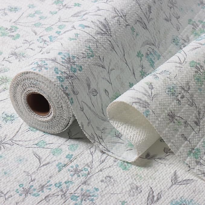 Blue and Green Floral Shelf Liners Non Adhesive and Strong Non-Slip Shelf and by Amiitay