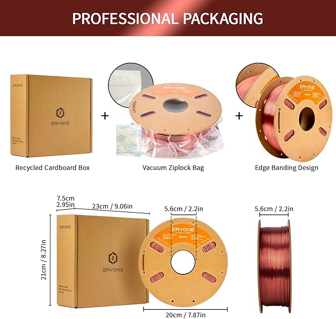 ERYONE Silk PLA Filament for 3D Printer, 1.75mm +/- 0.03mm, Silk Copper - Image 6