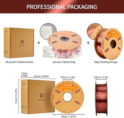 ERYONE Silk PLA Filament for 3D Printer, 1.75mm +/- 0.03mm, Silk Copper - Image 6