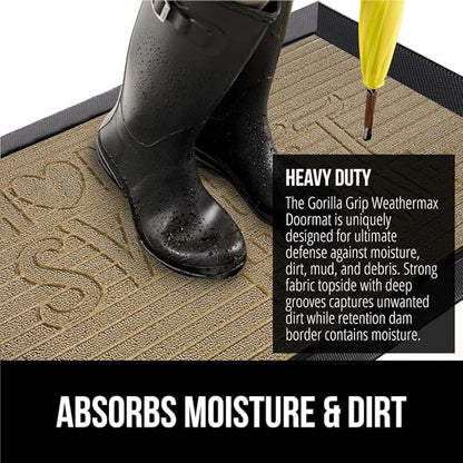 GORILLA GRIP 100% Waterproof All-Season WeatherMax Doormat 35x23, US Designed - Image 4