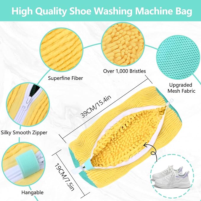 Shoe Washing Machine Bags 2Pcs, Shoe Cleaning Bag, 5-Size Laundry Bags- - Image 3