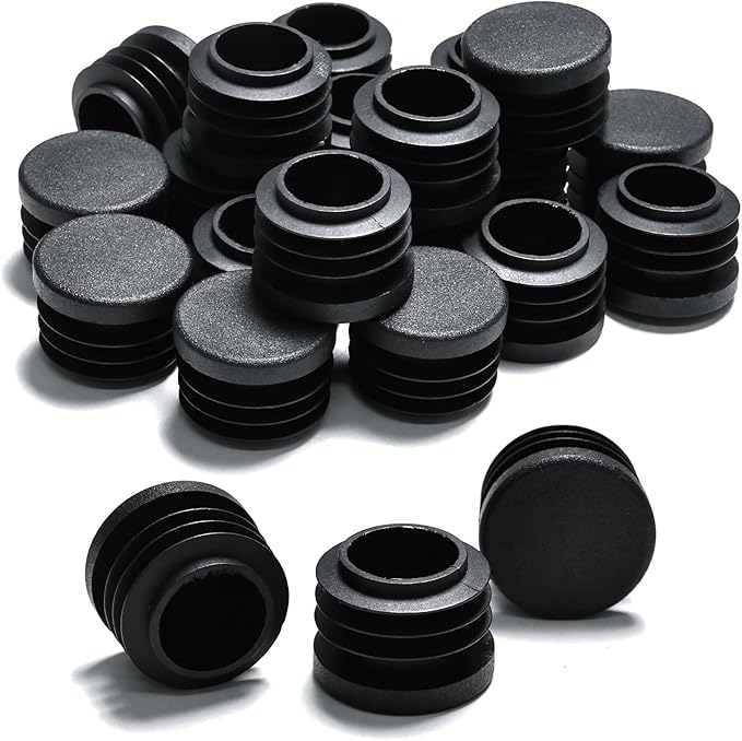 7/8" Plastic Hole Plugs Black -Round Chair Leg Caps, Flush Mount Pipe Plugs by EASYEAH