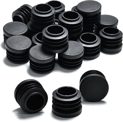 7/8" Plastic Hole Plugs Black -Round Chair Leg Caps, Flush Mount Pipe Plugs by EASYEAH